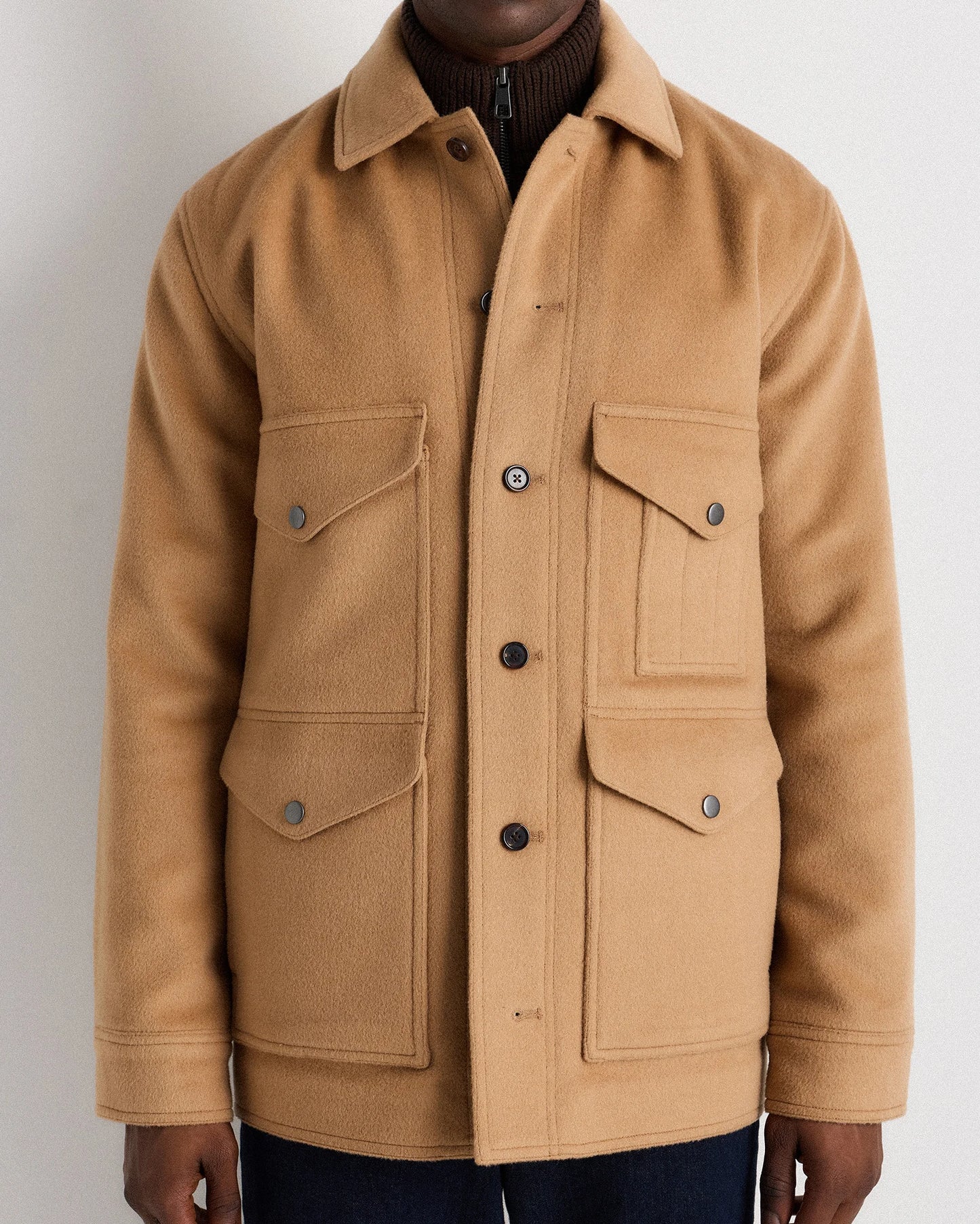 Wool Cashmere Field Jacket - S / Heather Grey
