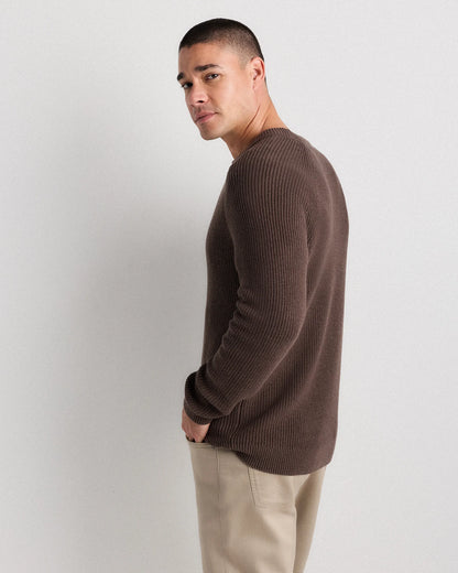100% Organic Cotton Ribbed Crewneck Sweater - XS / Bahia Blue