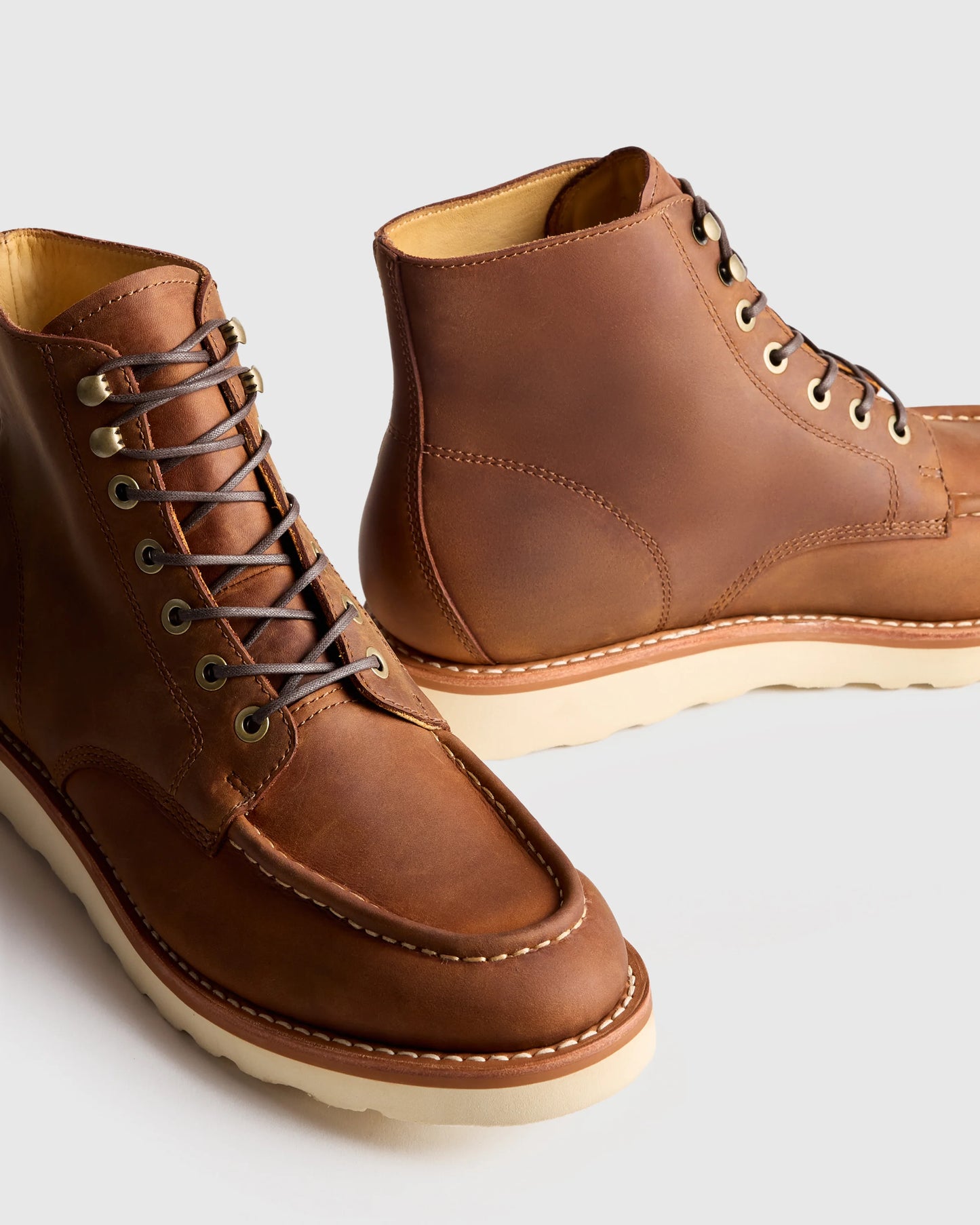 Crafted Leather Moc Toe Boot - 7 / Dark Chocolate