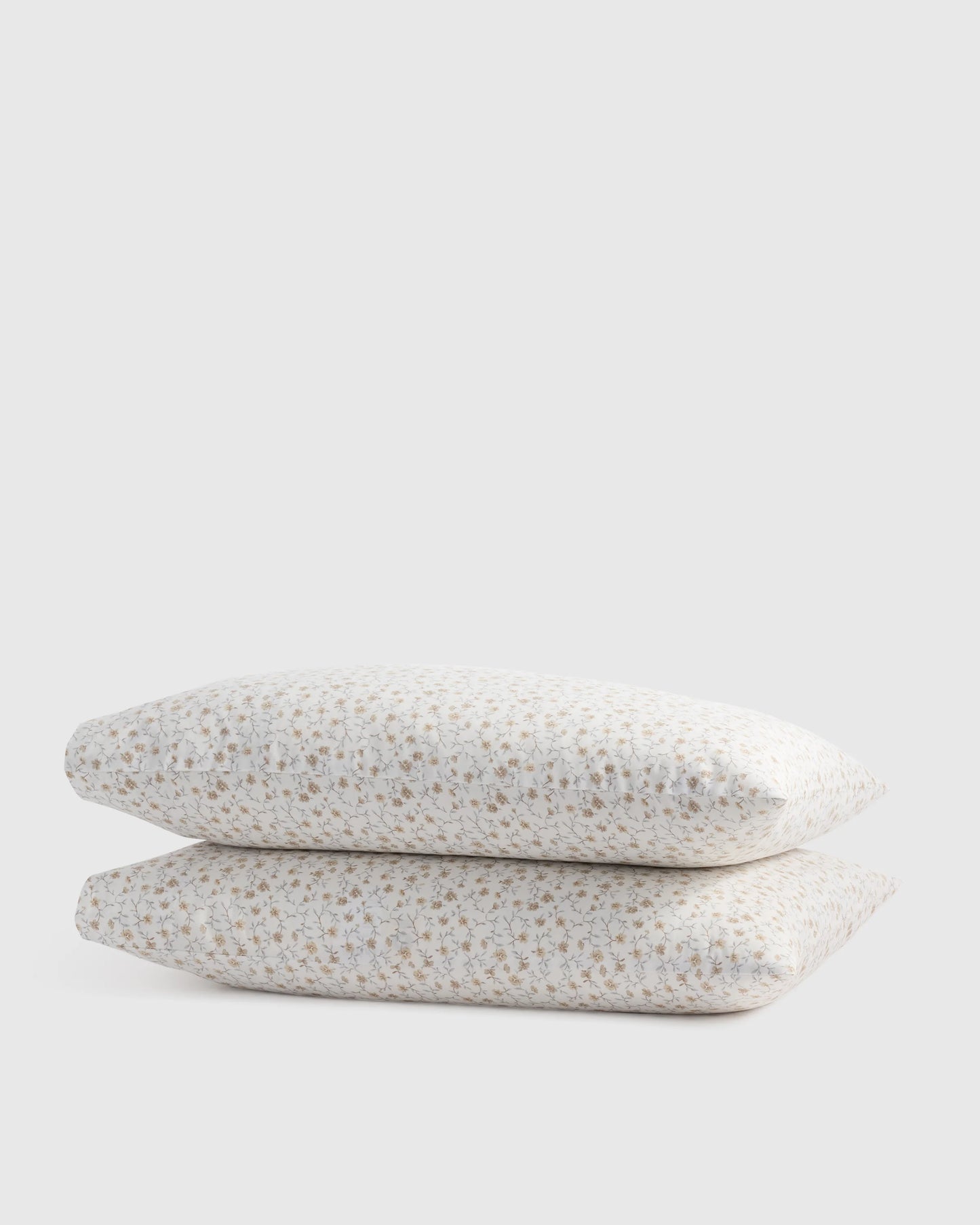 Organic Crisp Percale Floral Pillowcase Set - Standard / Toffee Florette