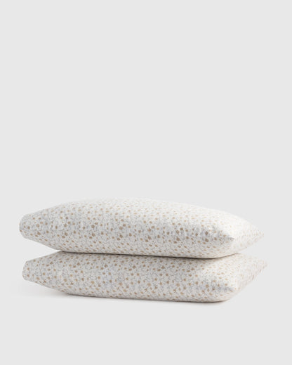 Organic Crisp Percale Floral Pillowcase Set - Standard / Toffee Florette