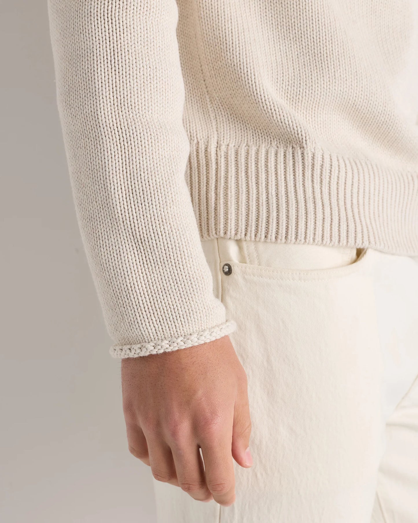 100% Organic Cotton Rollneck Sweater - S / Speckled Beige