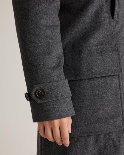 Italian Wool Double-Breasted Officer Topcoat - S / Heather Charcoal