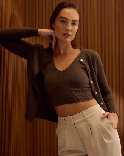 Mongolian Cashmere Cardigan Sweater - XS / Black