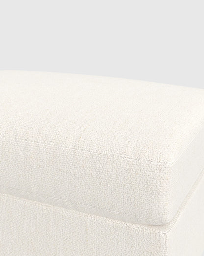 Brennan Ottoman in Performance Chenille Linen Blend - One Size / Snow