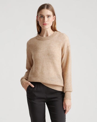 Baby Alpaca-Wool Diamond Stitch Crew - XS / Charcoal
