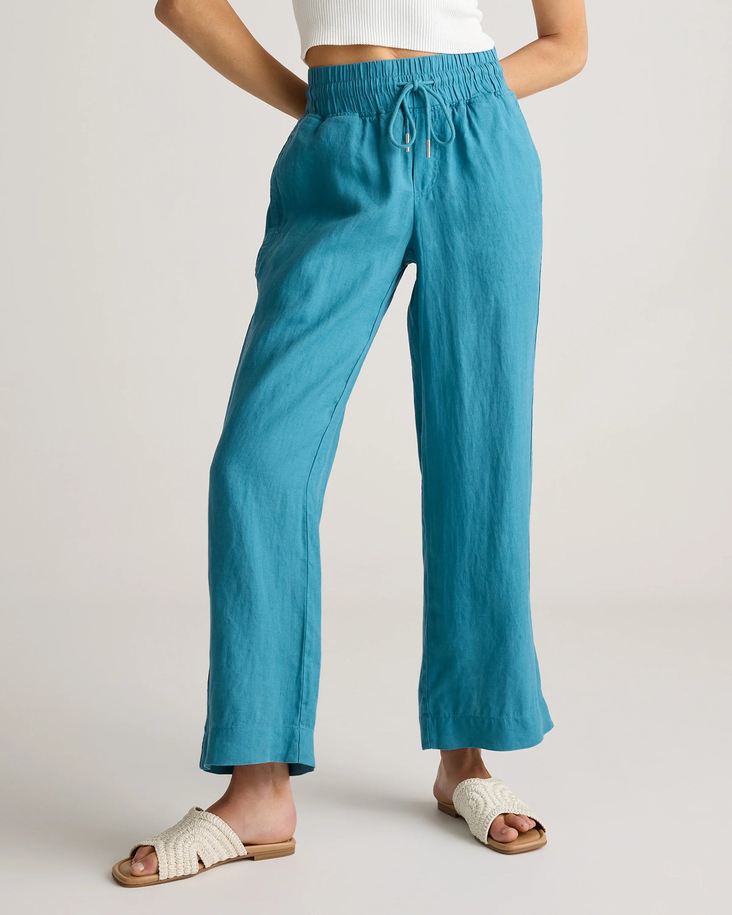 100% European Linen Wide Leg Pants - XS / Bayberry Olive