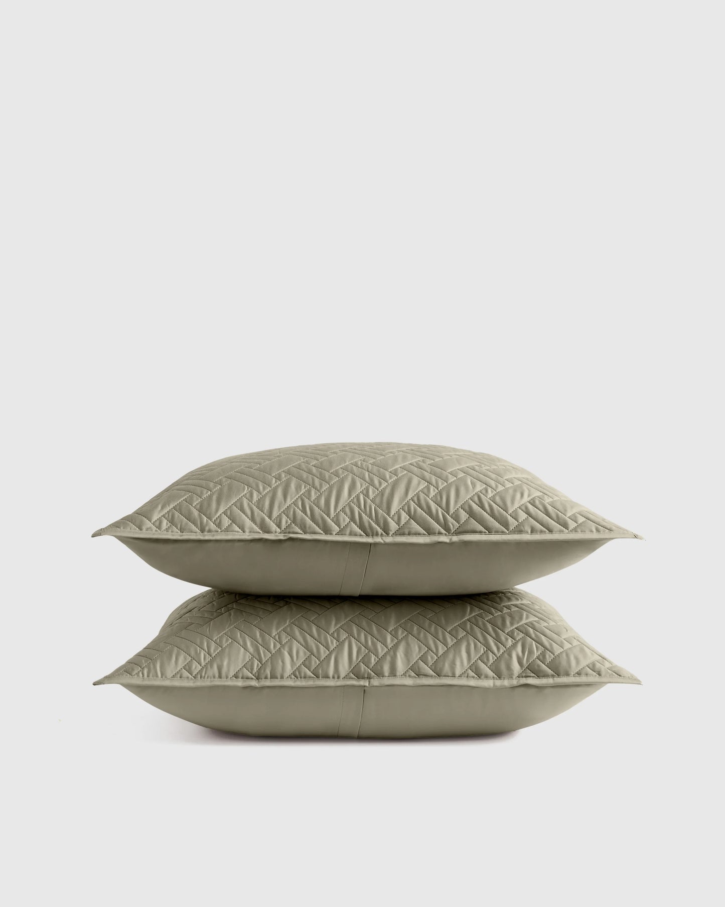 Organic Cotton Basketweave Quilted Sham Set - Standard / Mineral