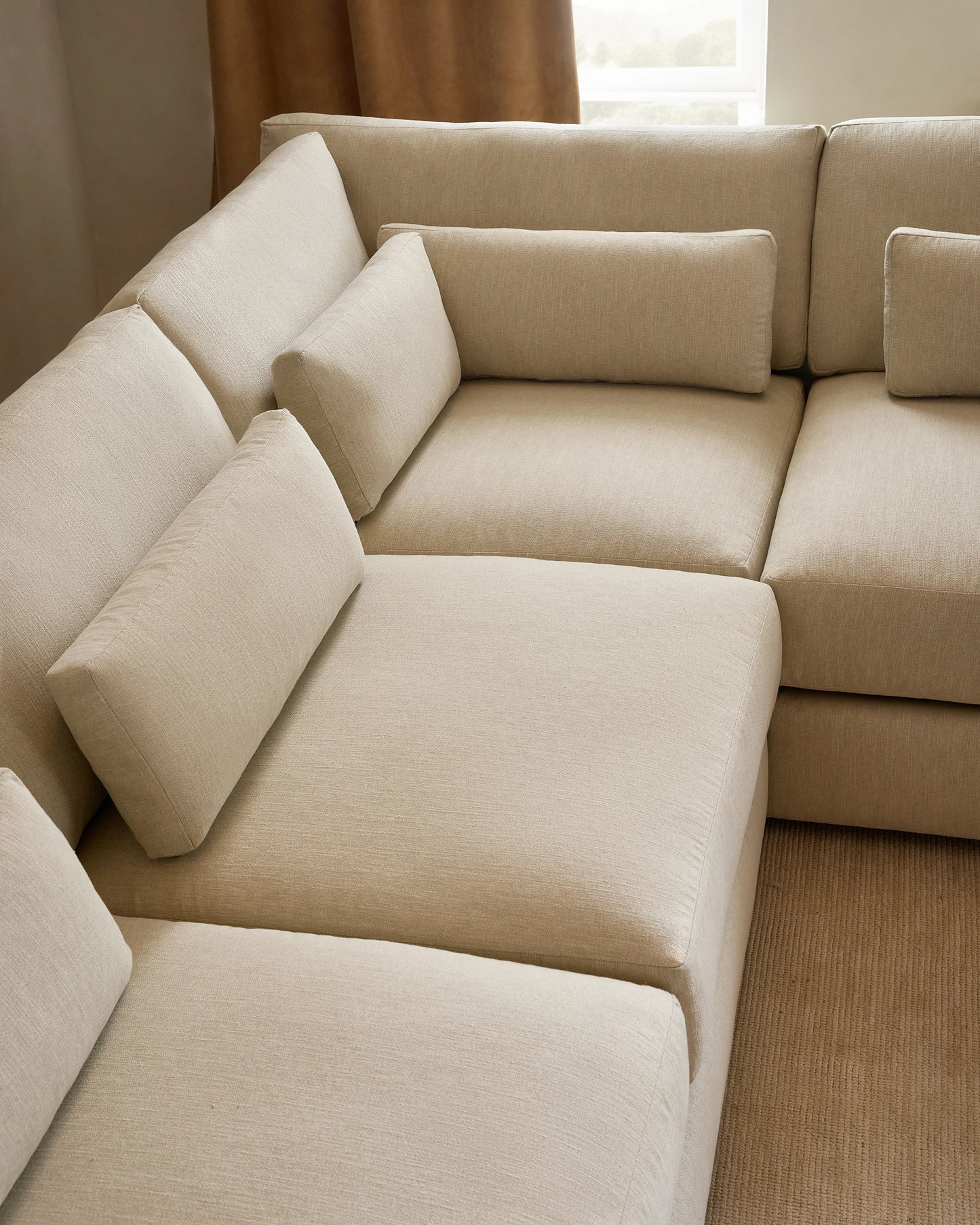 Ashford Deep Seat L Sectional in Performance Basketweave - 119x119 / Fog