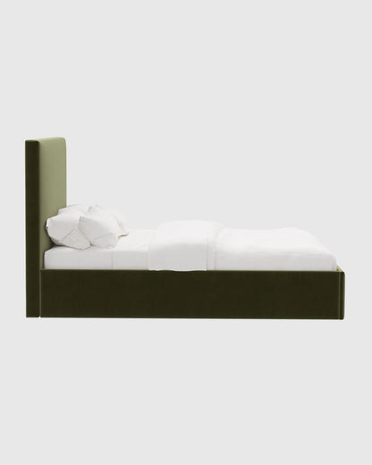 Square Bed in Performance Velvet - Full / Butterscotch