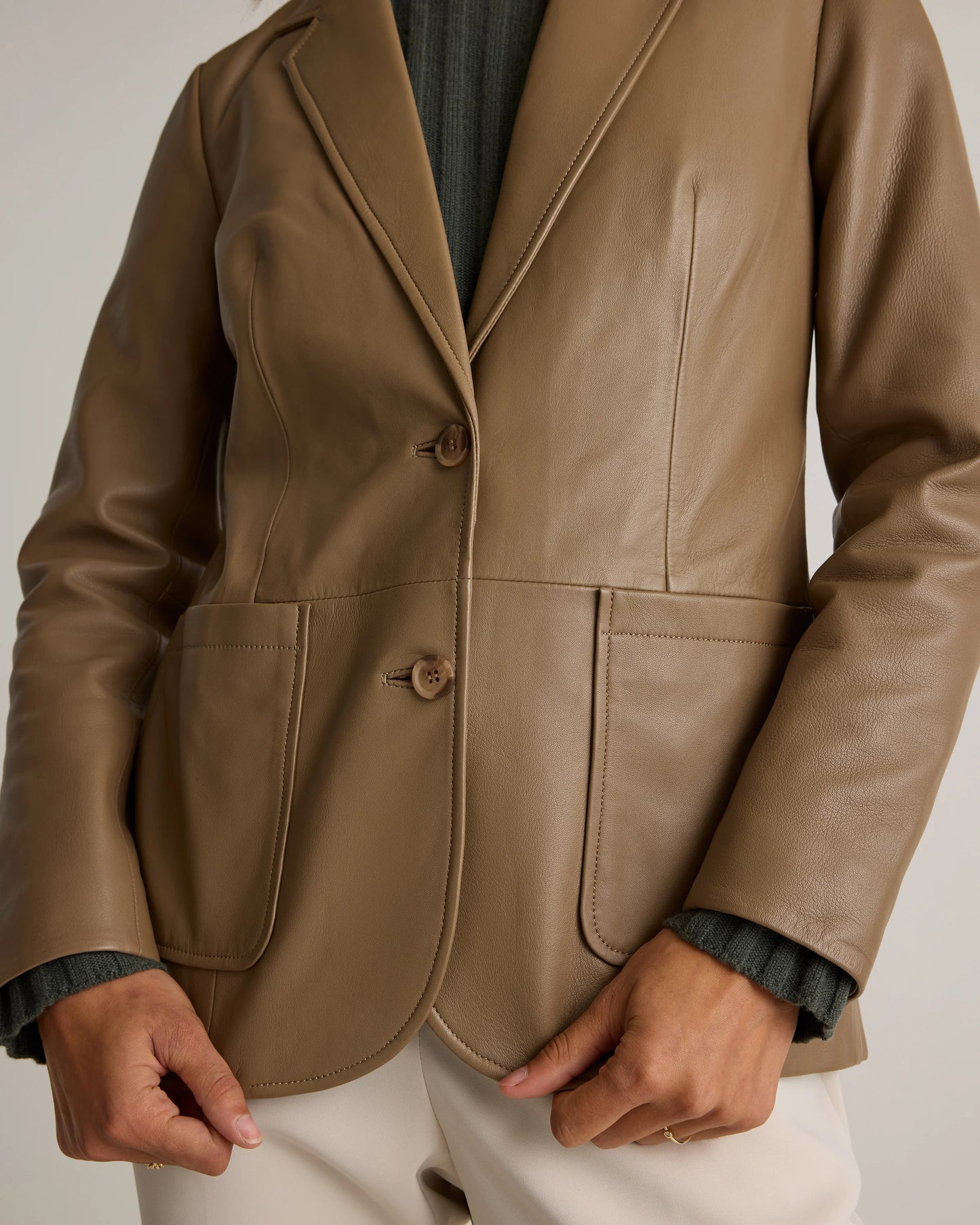 100% Leather Blazer - XS / Rich Brown