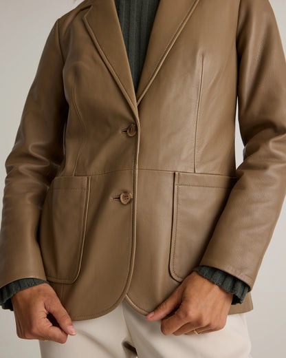 100% Leather Blazer - XS / Rich Brown
