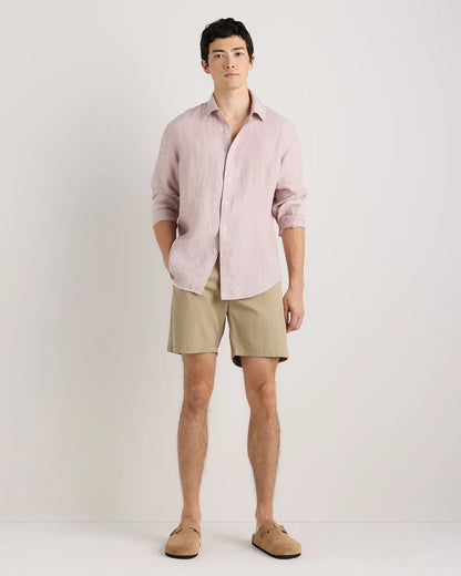 100% European Linen Relaxed Long Sleeve Shirt - XS / Flax
