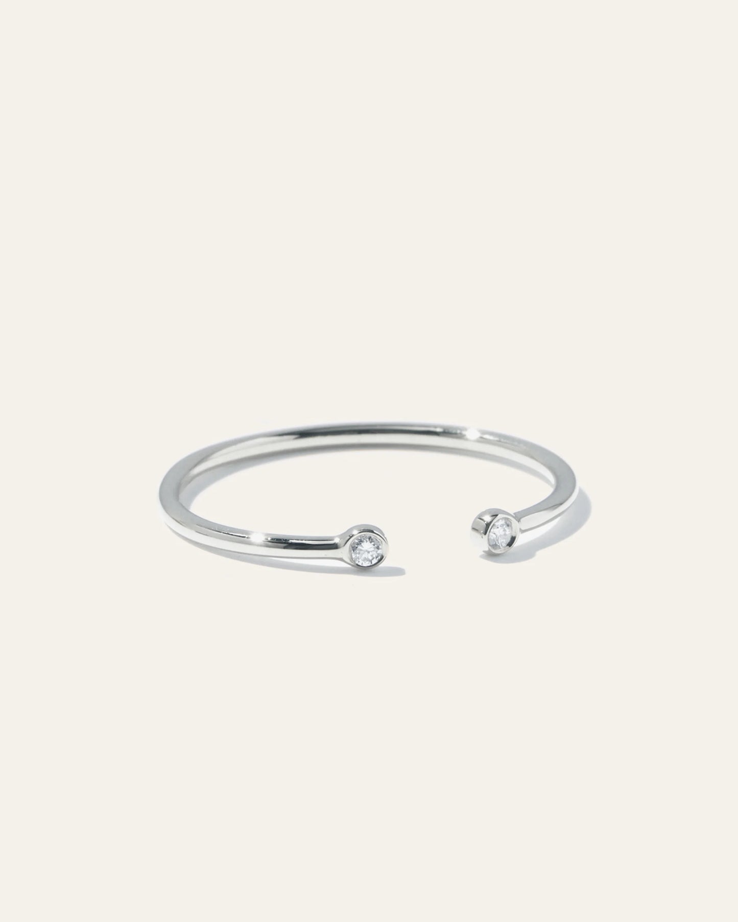 14K Gold Diamond Bezel Open Ring - 4 / White Gold