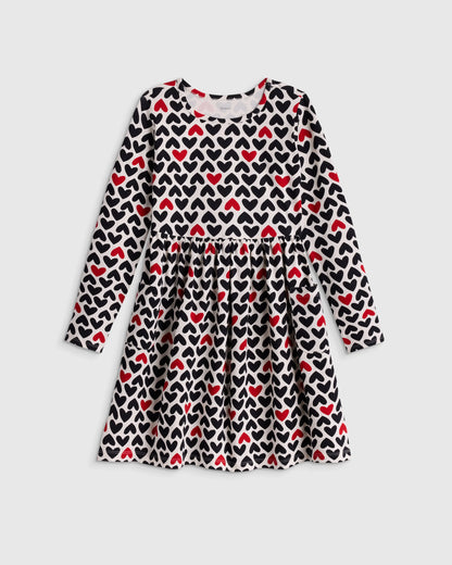 Organic Cotton Long Sleeve Fit and Flare Pocket Dress - 6 / Purple Poppy Garden