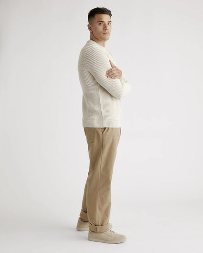 100% Organic Cotton Fisherman Crew Sweater - S / Speckled Beige