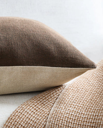 Reversible Linen Bamboo Pillow Cover - 20x20 / Brown/Natural