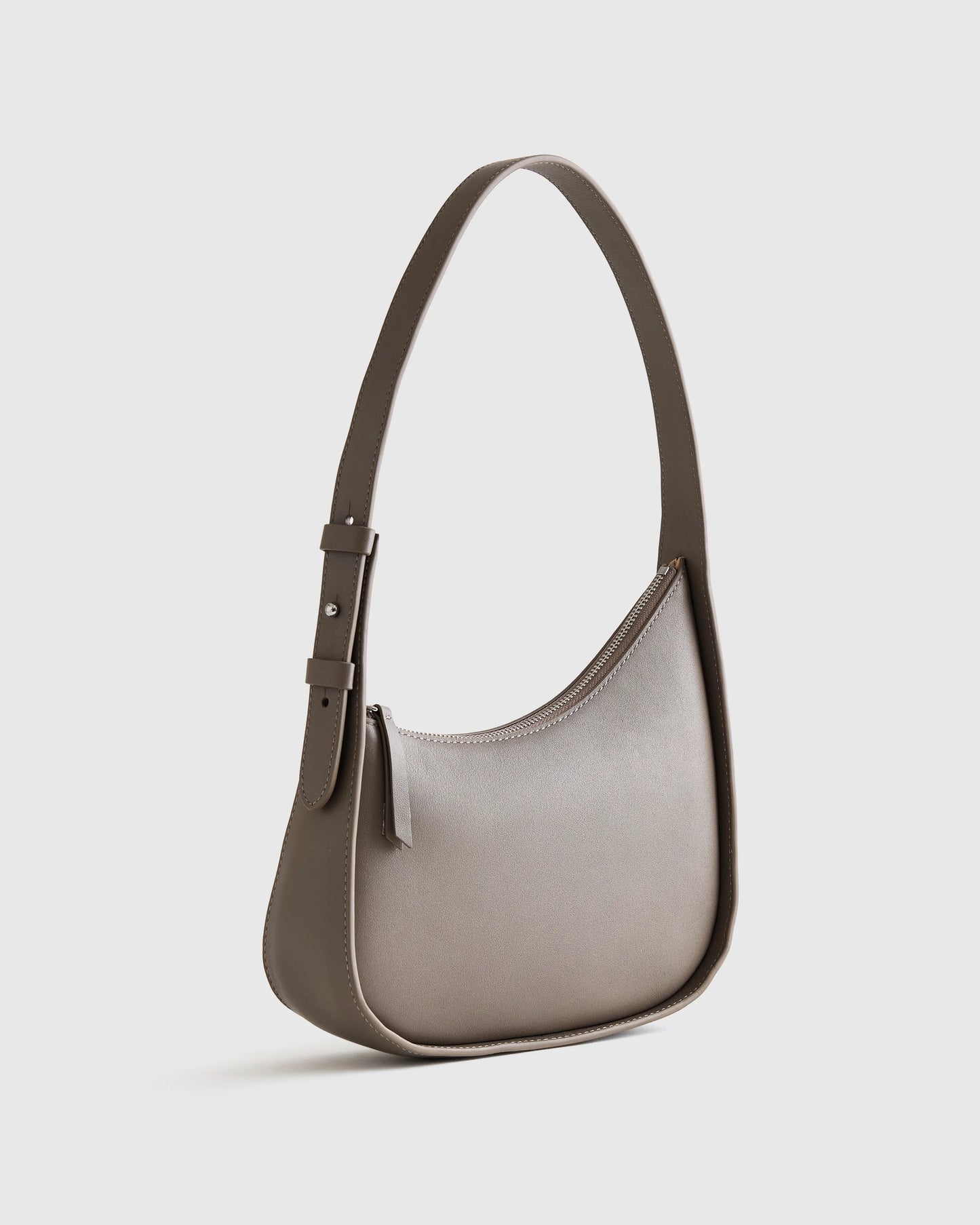 Italian Leather Asymmetrical Mini Shoulder Bag - One Size / Shell Pink