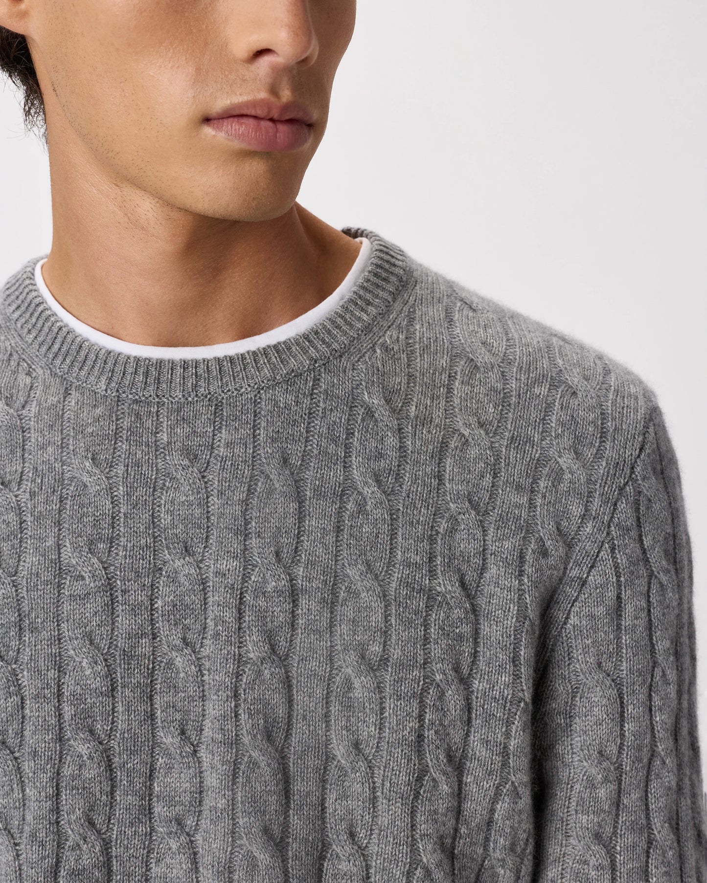 Mongolian Cashmere Classic Cable Crewneck Sweater - S / Teak