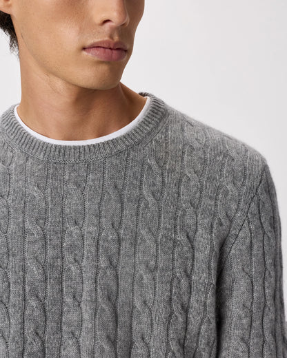 Mongolian Cashmere Classic Cable Crewneck Sweater - S / Teak