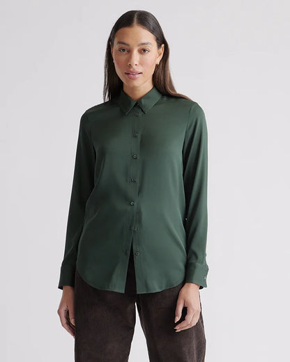 Washable Stretch Silk Blouse - XS / Moonstone Blue