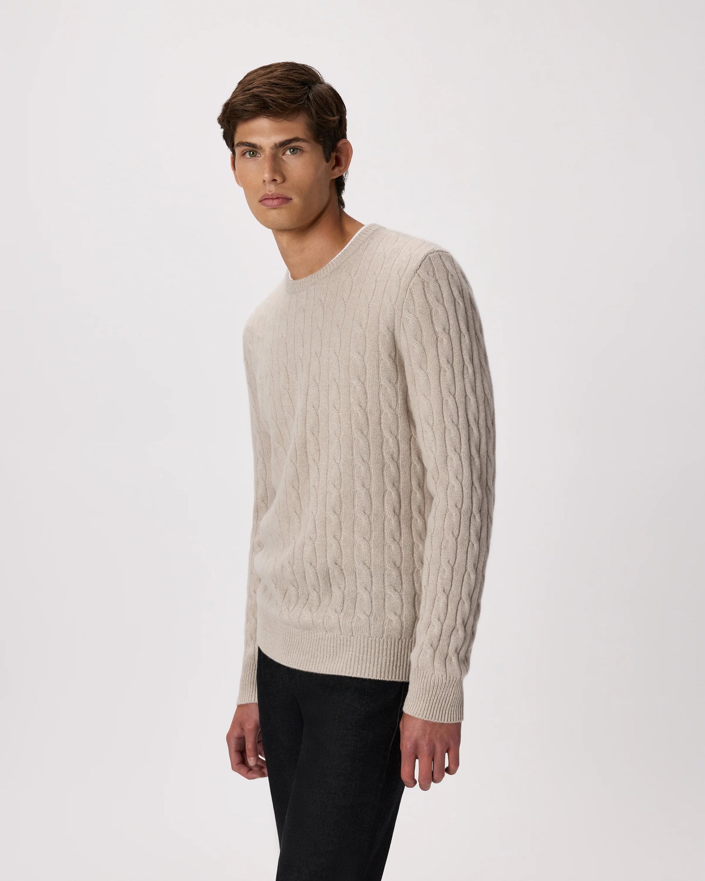 Mongolian Cashmere Classic Cable Crewneck Sweater - S / Teak