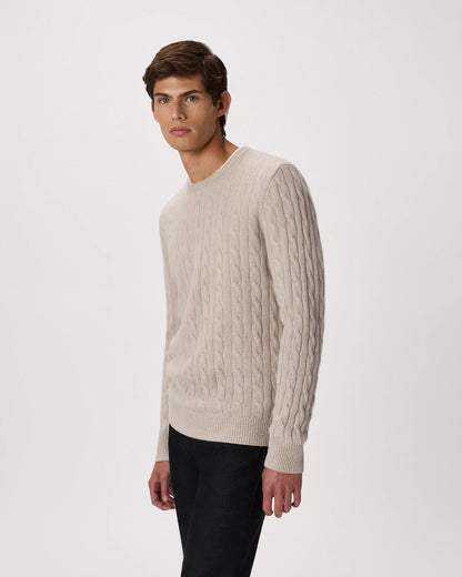 Mongolian Cashmere Classic Cable Crewneck Sweater - S / Teak