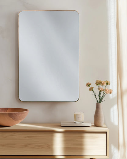 Rectangle Metal Framed Wall Mirror - One Size / Gold Metal Frame
