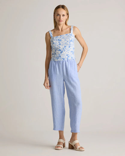 100% European Linen Fitted Tank - XS / Moonstone Blue