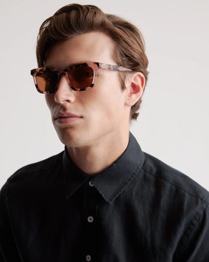 Luna Polarized Acetate Sunglasses - Narrow / Tan Tortoise with Brown Lens