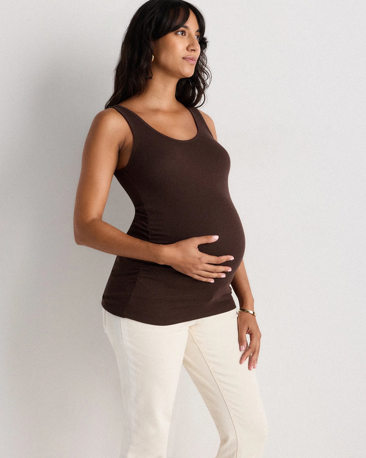 Bamboo Rib Maternity Scoop Neck Tank - XS / Deep Navy