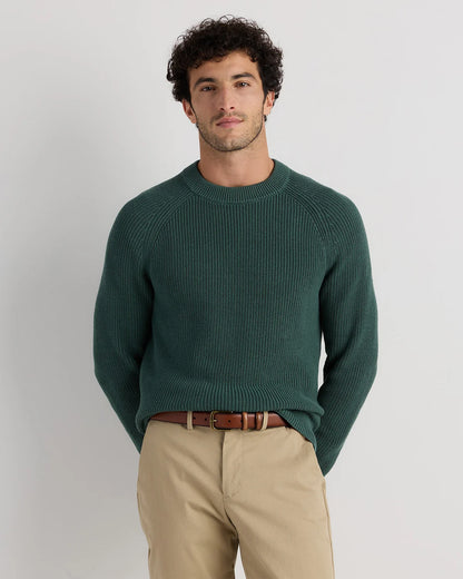 100% Organic Cotton Ribbed Crewneck Sweater - XS / Bahia Blue