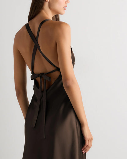 Bianca Stretch Satin Dress - 0 / Garden Sage Green