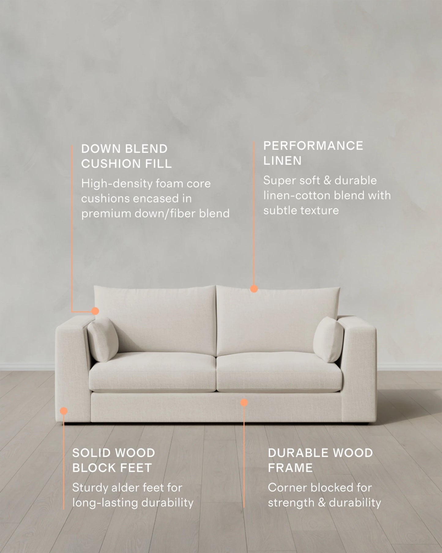Oasis Sofa in Performance Linen - 7ft / Pearl