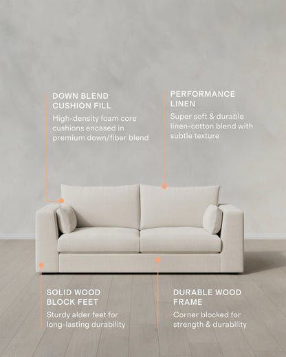 Oasis Sofa in Performance Linen - 7ft / Pearl