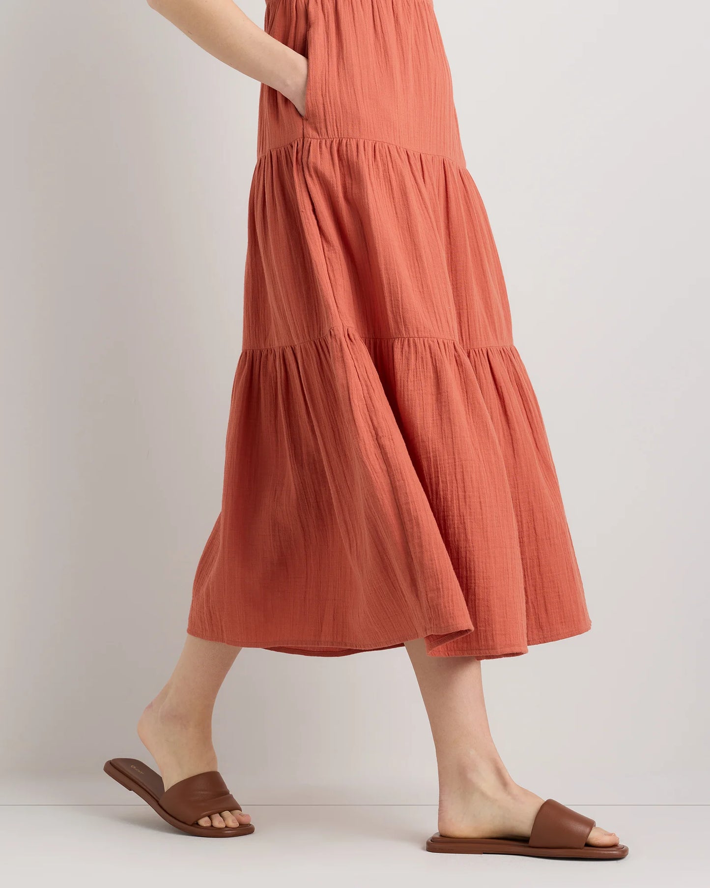 100% Organic Cotton Gauze Tiered Maxi Dress - XS / Indigo Blue
