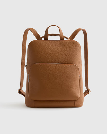Italian Leather Convertible Backpack - One Size / Black