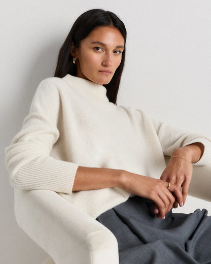 Mongolian Cashmere Funnel Neck Sweater - XS / Heather Grey