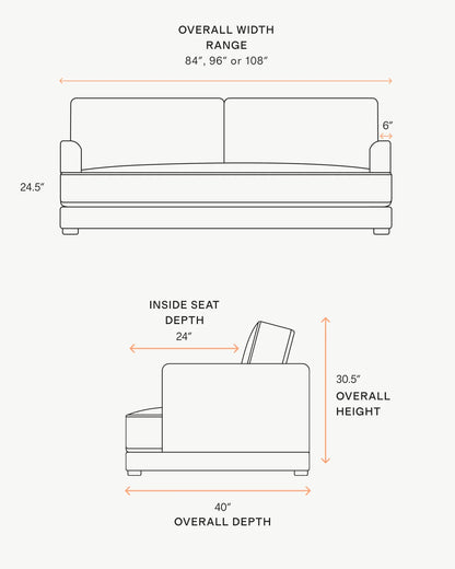 Sierra Curved Arm Sofa in Performance Boucle - 7ft / Linen