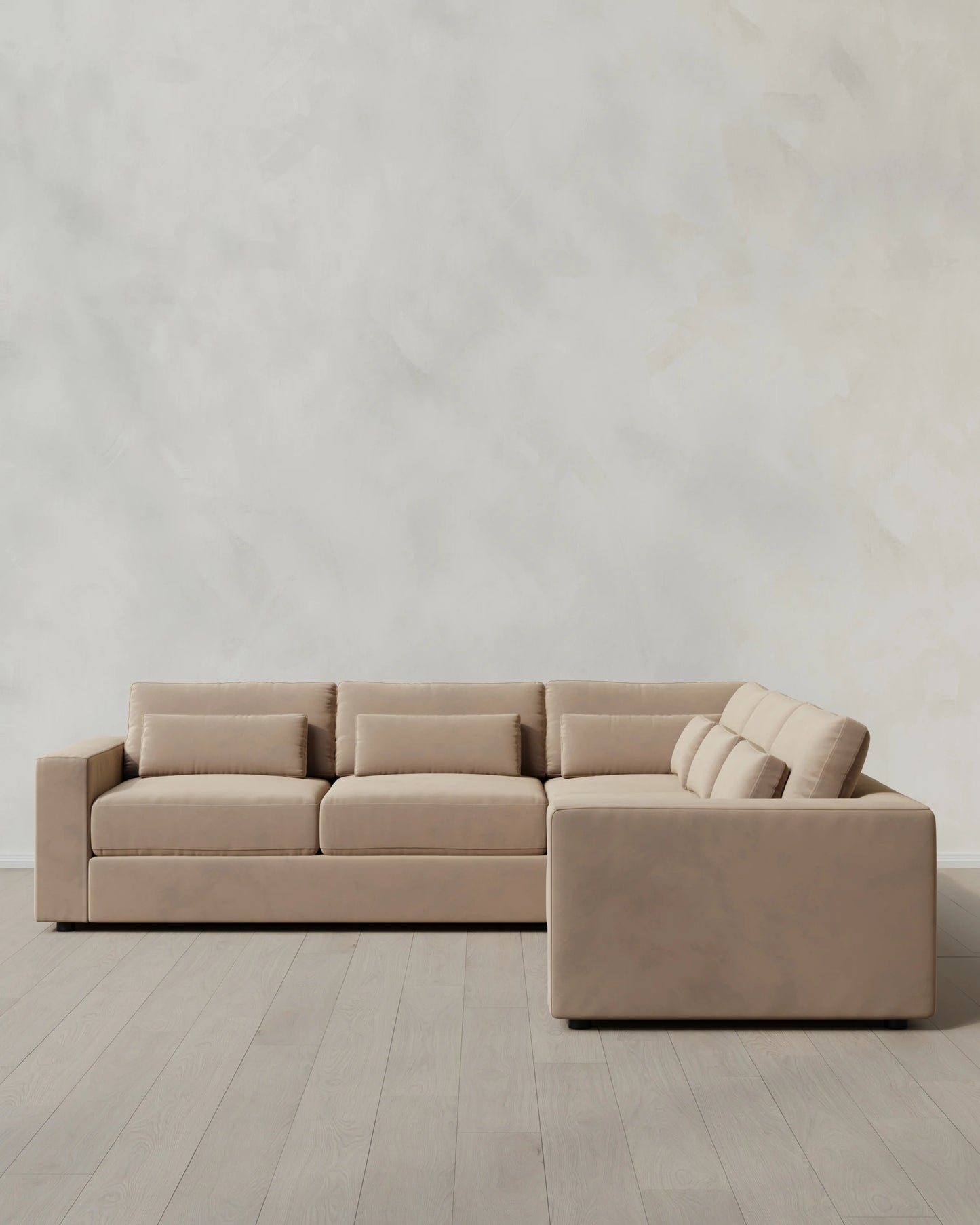 Ashford Deep Seat L Sectional in Performance Velvet - 119x119 / Taupe