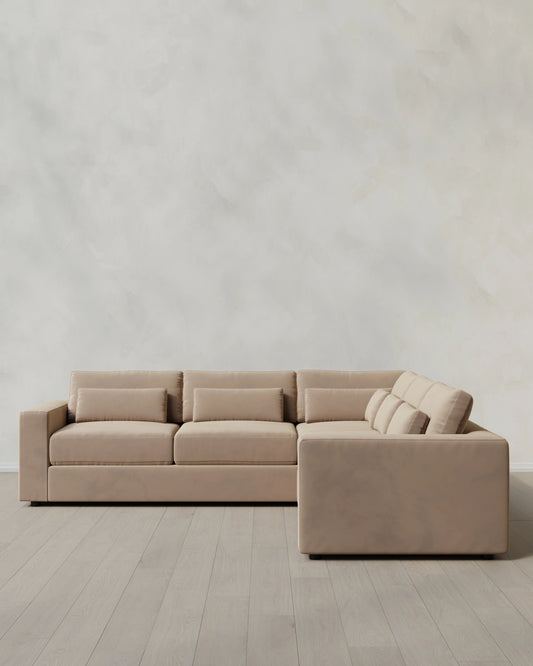 Ashford Deep Seat L Sectional in Performance Velvet - 119x119 / Taupe