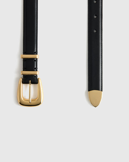 Lola European Leather Western Belt - XS / Black/Silver