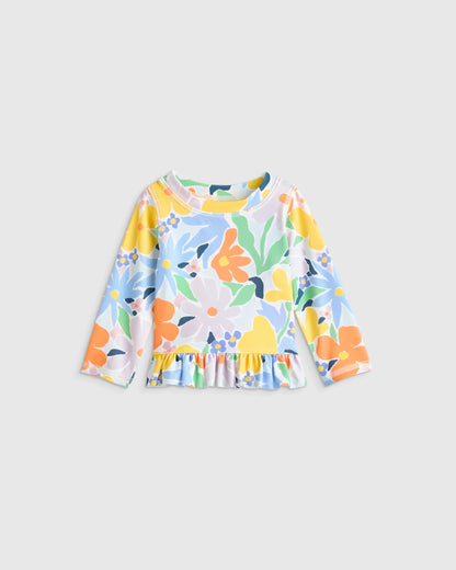Long Sleeve Ruffle Rash Guard Two-Piece Swimsuit - 6-9M / Poolside Floral