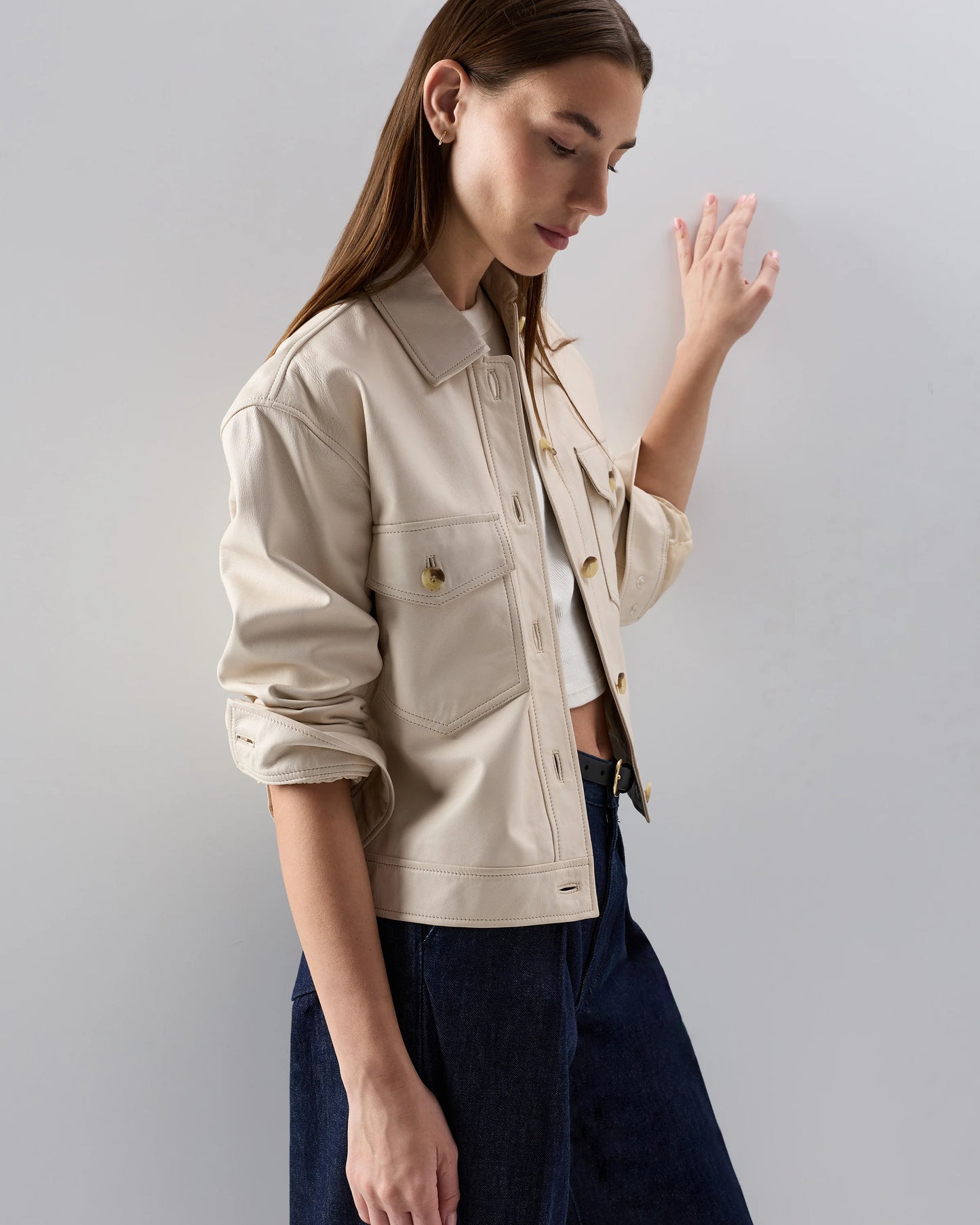 100% Leather Cropped Jacket - XS / Rich Brown