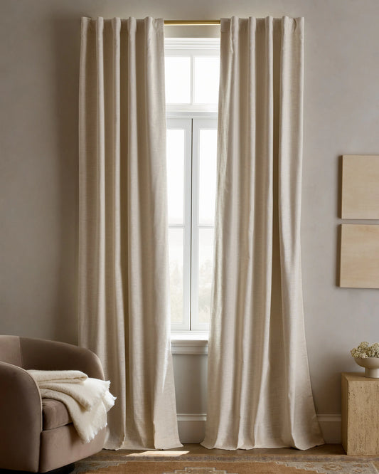 Textured Cotton Room Darkening Curtain - 48x84 / Ivory