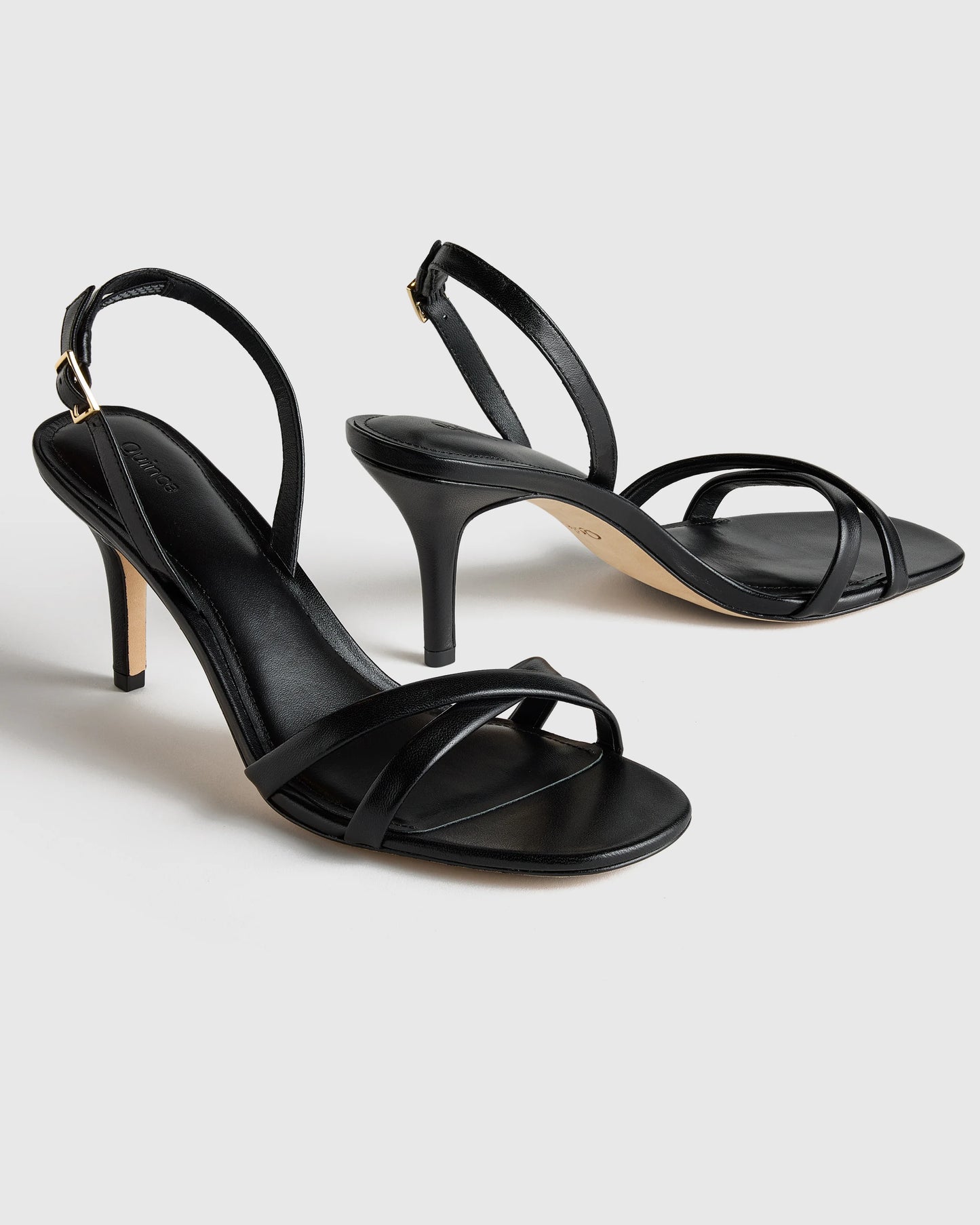 Italian Leather 75mm Slingback Heeled Sandal - 5 / Black