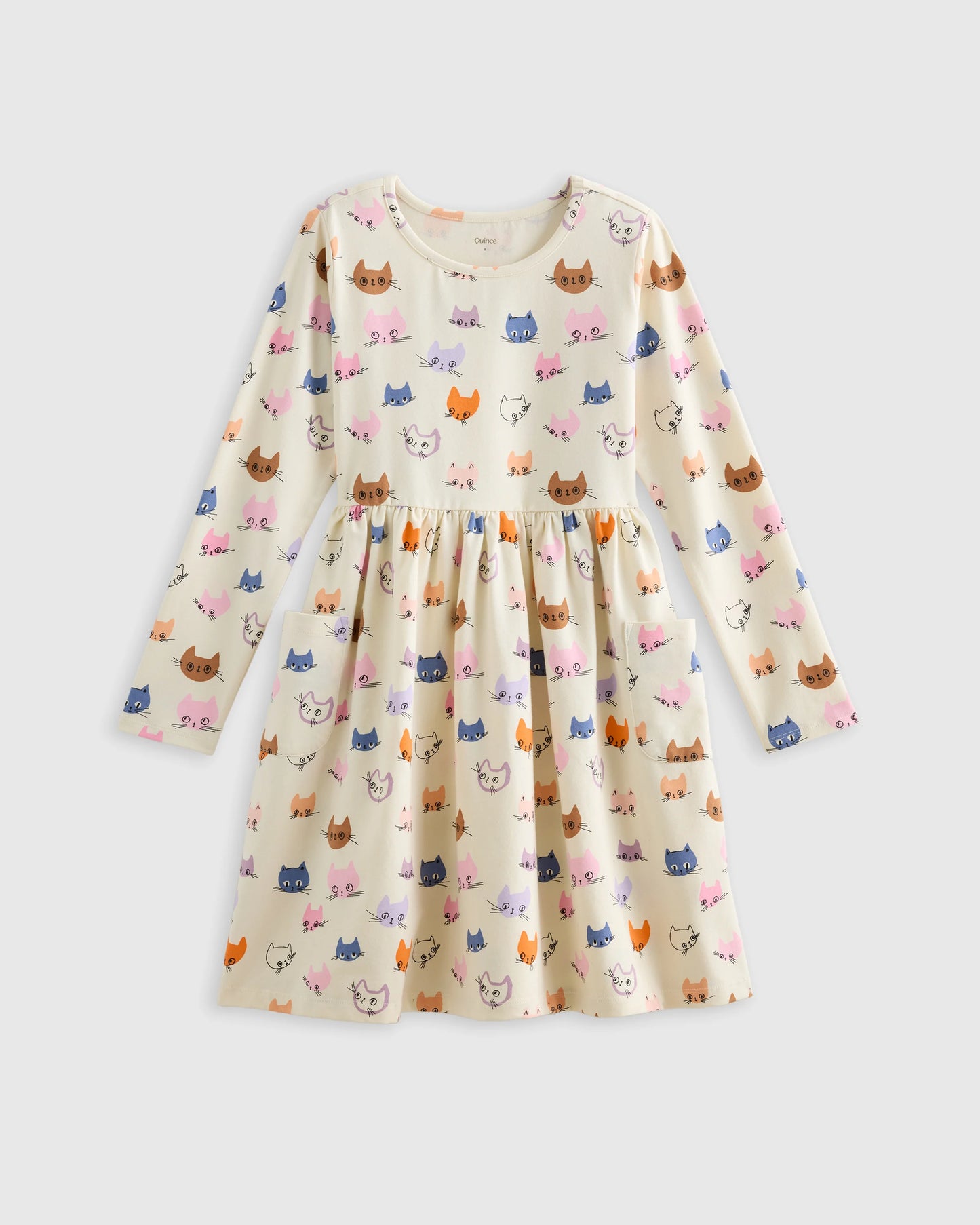 Organic Cotton Long Sleeve Fit and Flare Pocket Dress - 6 / Purple Poppy Garden