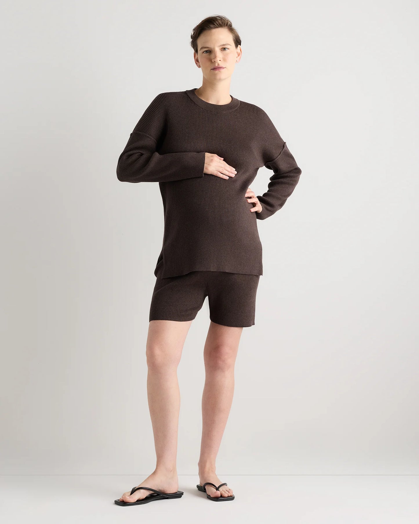Cotton Cashmere Oversized Maternity Sweater - XS / Black
