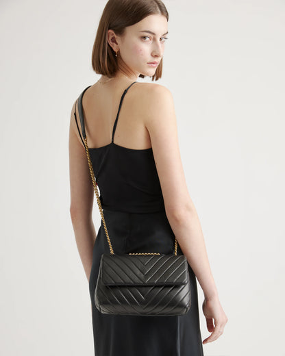 Italian Leather Quilted Convertible Crossbody - One Size / Dark Taupe