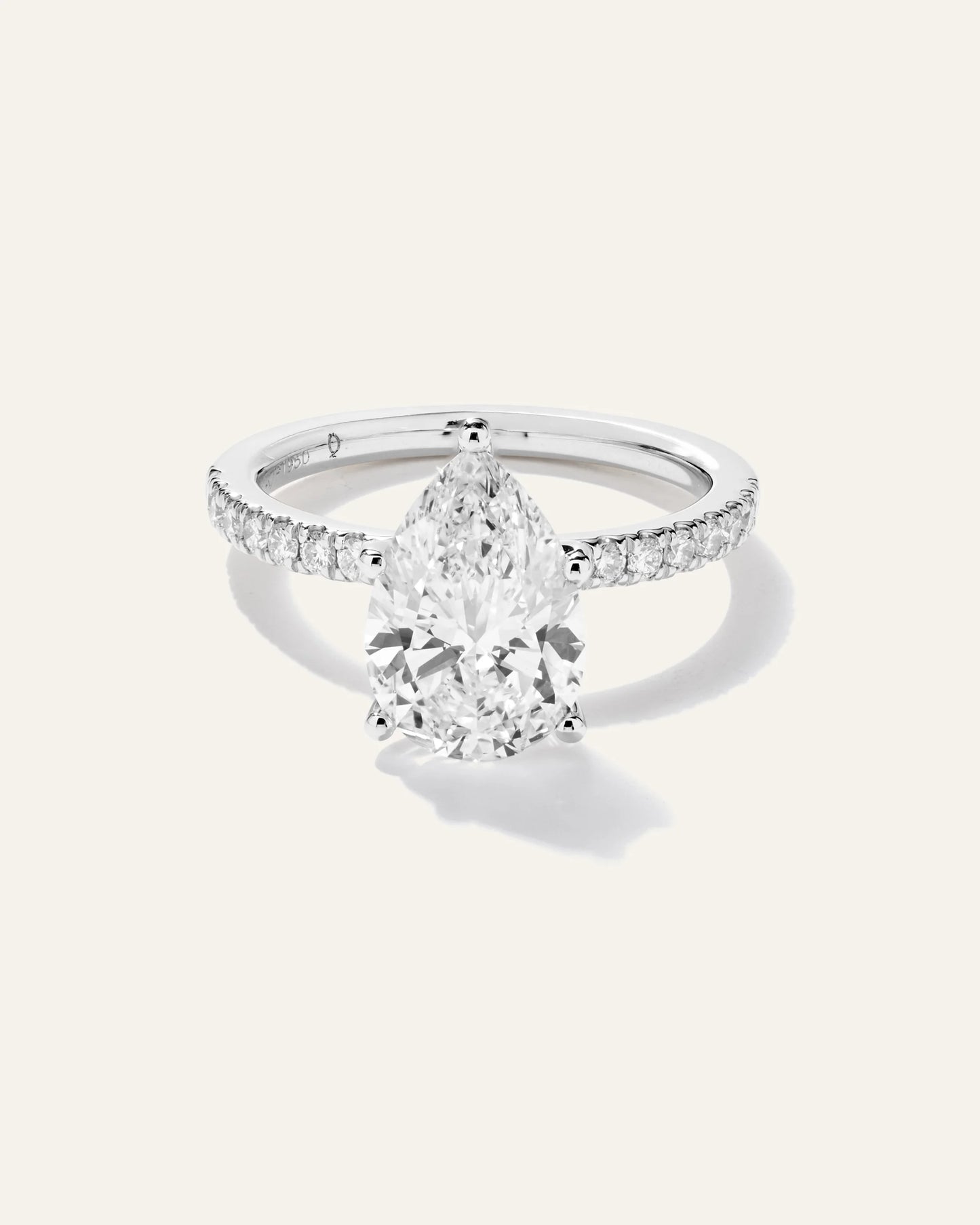 Lab Grown Diamond Pear Petite Pave Engagement Ring - 3ct - 4 / Yellow Gold